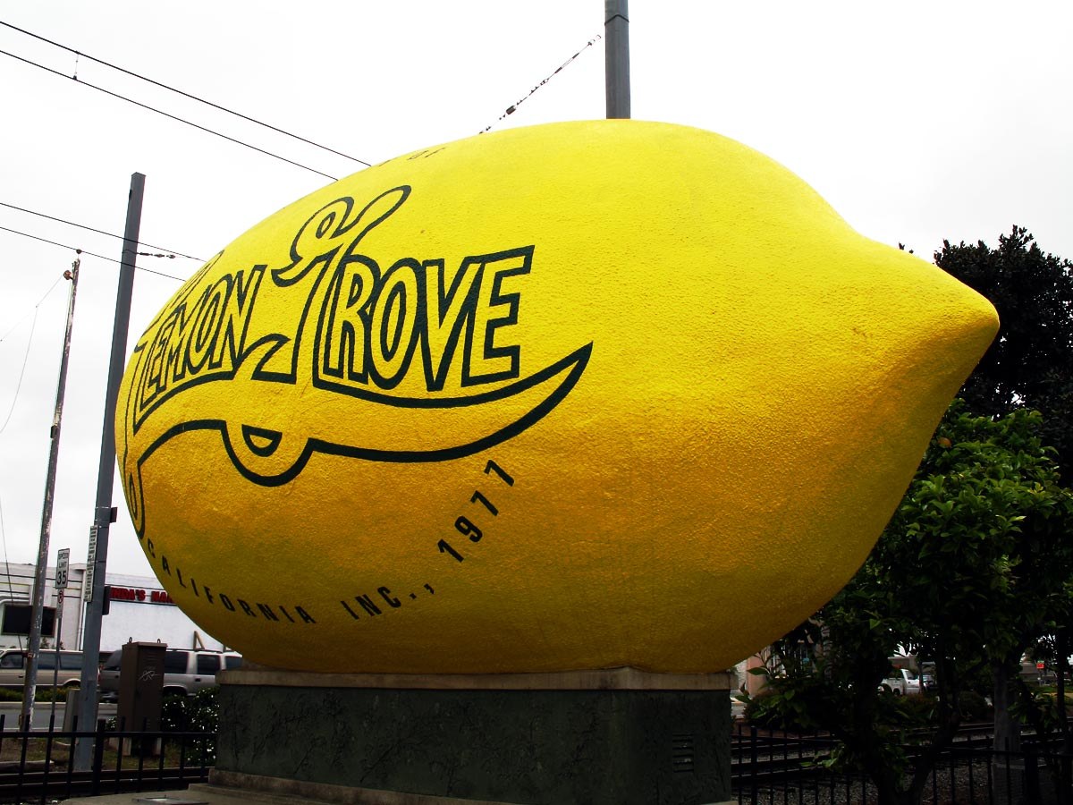 The Giant Lemon monument in Lemon Grove, photographed by Allan Ferguson.